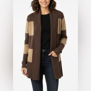 INC International Concepts Brown and Tan Cardigan Size Medium